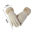 thumbnail image 6 of Naierhg 1 Pair Bowknot Decor Thickened Solid Color Women Gloves Autumn Winter Double-sided Fleece Touch Screen Driving Gloves keep warm Purple, 6 of 8