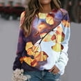 thumbnail image 2 of IROINNID Long Sleeve T-Shirts for Women Home Flower Print Round Neck T-shirt Top Blouse Pullover,Yellow, 2 of 6