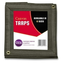 Heavy Duty Waterproof Canvas Tarp By CCS CHICAGO CANVAS & SUPPLY – Extra Durable Multipurpose Camping Tarp Cover With Rustproof Grommets For Industrial & Use, Olive Drab, 8 by 10 Feet