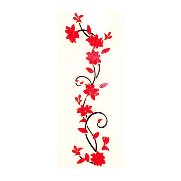 Calcomanía 3D DIY de moda con diseño de rosas, pegatinas de pared adhesivas, panel de papel tapiz floral para fondo de dormitorio, sala de estar, decoración del hogar (rojo)