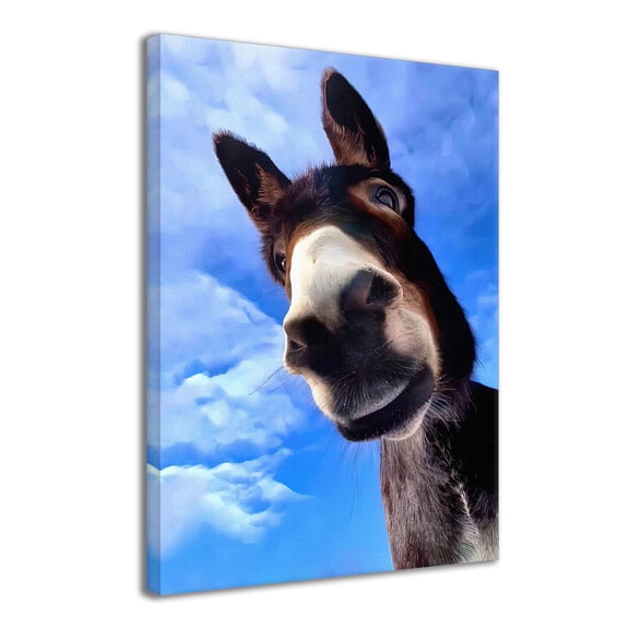 Donkey Canvas Prints Wall Art Decor Animals Poster Artwork for Living Bathroom Wall Decoration - 8x12 inches Framed