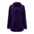 thumbnail image 2 of Plus Size Sweatshirts for Women Casual Zip Up Hoodies Tunic Long Jacket Outerwear with Pockets Purple S, 2 of 6