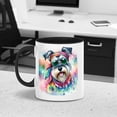 thumbnail image 5 of Hippie Schnauzer Portrait Watercolor Tie-Dye Vintage Styles 11oz Accent Two-tone Mug Miniature Schnauzer Dog Lover Coffee Tea Cup - 00014, 5 of 5