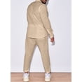 thumbnail image 2 of xiaxaixu Men's 2 Piece Linen Set Solid Color Button Down Long Sleeve Shirts Casual Cargo Pants with Pockets Fall Outfits, 2 of 6