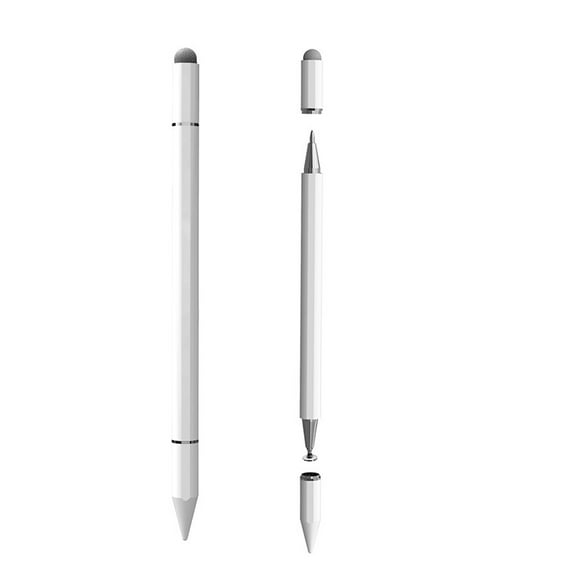 Stylus Pen for iPad, 3 In 1 Ballpoint Pen, Fiber Tip & Clear Disc Capacitive Stylus for Apple iPhone/iPad Pro/Mini/Air/Android/Microsoft/Surface All Capacitive Touchscreen, 2 Packs,White