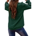 thumbnail image 3 of Qarigey Camiseta de mujer Blusa casual de manga larga con cuello en V de encaje de color sólido Prendas para la parte del cuerpo Verde L Qarigey AP003435-13, 3 of 6