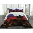 thumbnail image 2 of Ambesonne Halloween Quilted Coverlet 3 Pcs, Cartoonish Haunted Castle, King Size, Multicolor, 2 of 4