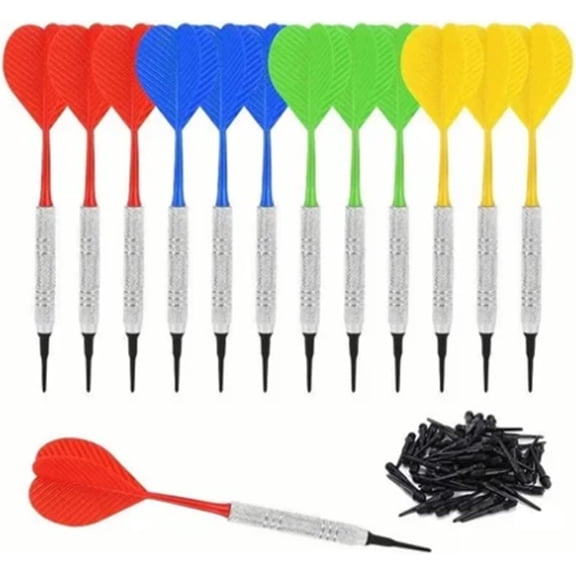QenASHaing Soft Darts Set, 12 and 100 Head-Linked Childrens Safety Tip Darts, Target Darts Suitable for Beginners, Adults for Home Game Room, Bar Use