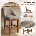 thumbnail image 3 of Set of 2 Chenille Upholstered Bar Stools in Neutral Green 26 Inch Counter Height Chairs with Solid Wood Legs, 3 of 8