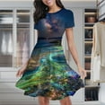 thumbnail image 2 of Starry Night Beach Women's Classic Swing Skater Dress Casual Work Party Cocktail Dresses, 2 of 6