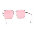 thumbnail image 2 of Bottom Half Rim Rectangular Retro Hipster Sunglasses Clear Silver Pink, 2 of 4