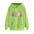 thumbnail image 2 of Women'S Christmas Hooded Cute Christmas Tree Print Sweatshirts Long Sleeved Loose Comfortable Fleece Hooded Tops Mint Green L, 2 of 5