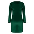thumbnail image 6 of SMihono Fashion Women's Velvet Dress Bodycon Long Sleeve Sweetheart Ruched Wrap Split Cocktail Dress Side Slit Solid Evening Party Dresses Green 8, 6 of 7