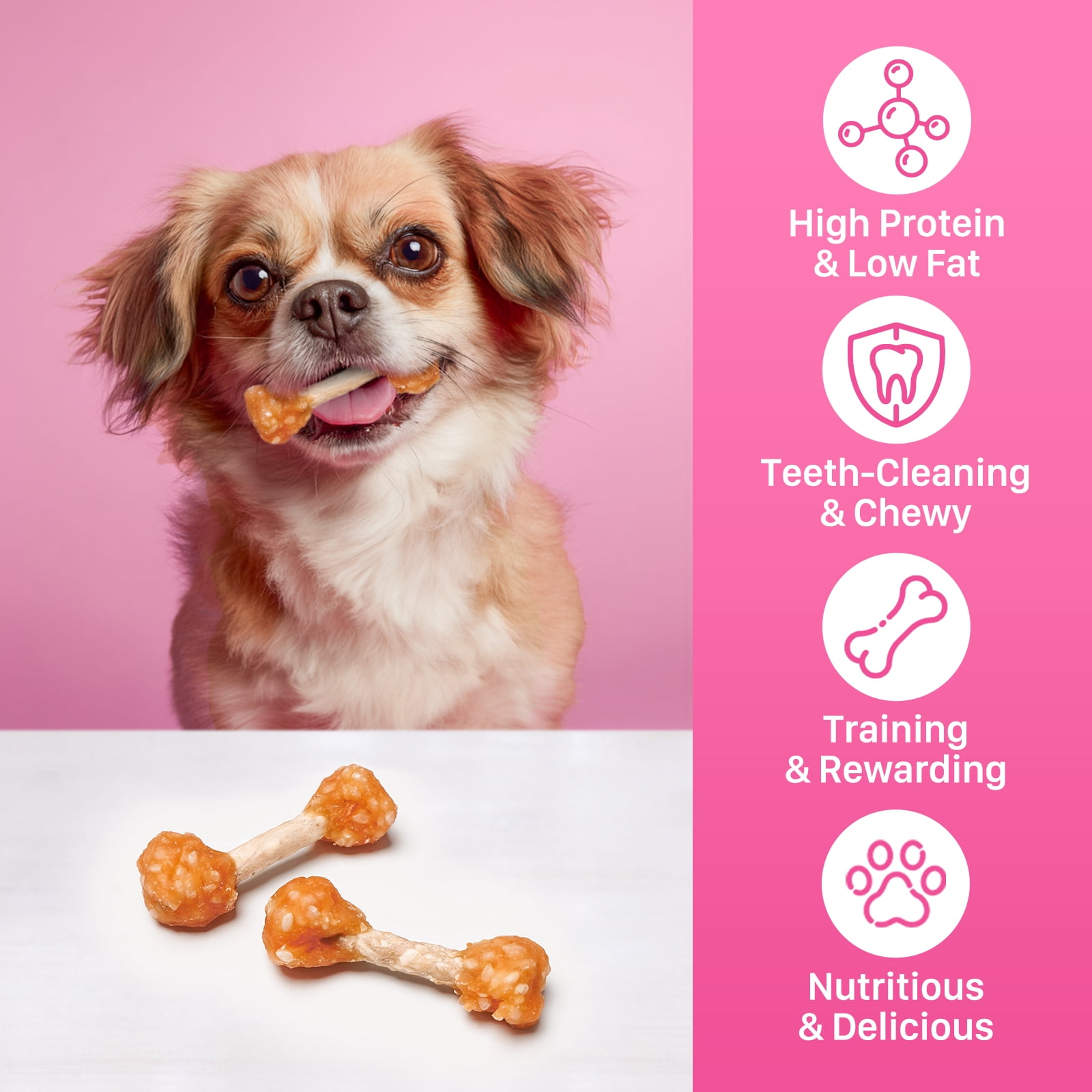 Puddonio Chicken, Rice with Rawhide Dumbbell Dog Treats, 16 oz