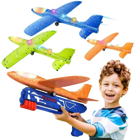 Airplane Launcher Toys,LED Foam Airplane Toys for Kids,Outdoor Plane Flying Toys for Boys Girls Toys Age 3 4 5 6 7 8 9 10 11 12 Year Old boy Birthday Gift Ideas