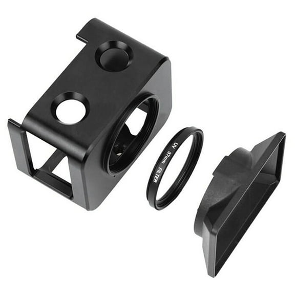 Metal Camera Cage, Absorb Ultraviolet Prevent From Overheating PU387B Sports Cameras Cage Aluminium Alloy Lightweight With UV Filter Lens Hood For RX0 II