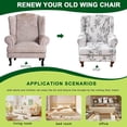 thumbnail image 4 of Wingback Chair Covers Pieces Stretch Printed Wing Back Chair Cover Sofa Slipcover Washable Wingback Armchair Slipcovers Furniture Protector with Elastic Bottom for Wingback Chairs, 4 of 7