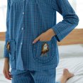 thumbnail image 4 of VALMASS Women Plaid Pajama Sets Long Sleeve Blouse and Lounge Pant with Pockets 2 Piece Button Down Pjs Sets (L, A Blue), 4 of 9