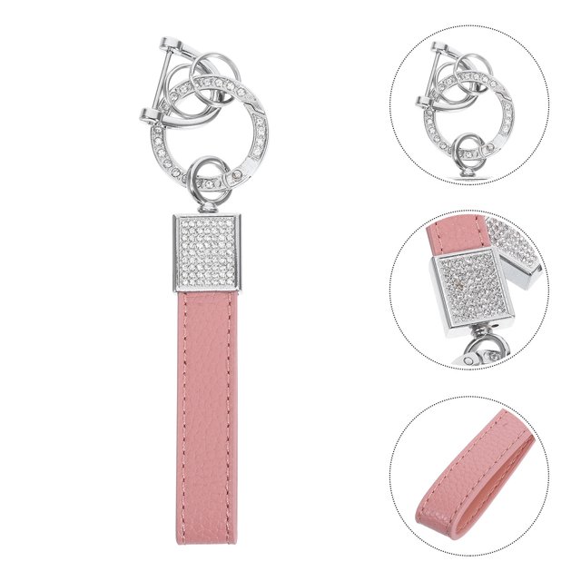 CTIRCHIU 2Pcs Rectangular Car Key Chain Pendant with Rhinestone Design for Daily Use