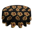 thumbnail image 4 of Black Yellow Green Leaf Sunflower Pattern Round Tablecloth 60"x60",Wrinkle Wipeable Table Cloth for Kitchen Dining Room Picnic Patio Party, 4 of 6