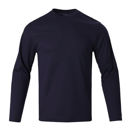 Rollback SSAAVKUY Men s Long Sleeve Crew Neck T-Shirt Quick Dry Compression Base Layer Athletic Tee Shirt Navy 8