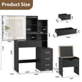 thumbnail image 2 of Makeup Vanity Desk with Sliding Mirror, LED Lighting, Drawers, Shelves & Charging Station, Complete Set with Stool, 2 of 8