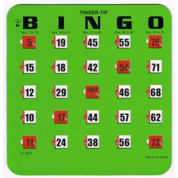 Regal Games 25 Green Fingertip Shutter Slide Bingo Cards
