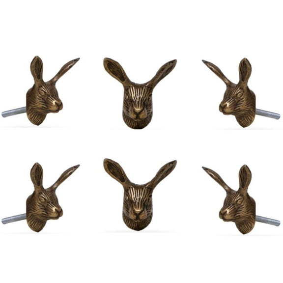 Set of Six Reno rabbit metal Knobs