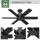 thumbnail image 4 of Ventilador de techo Hunter Kennicott, 44 pulgadas, negro, 6 aspas, control de pared, 4 of 9