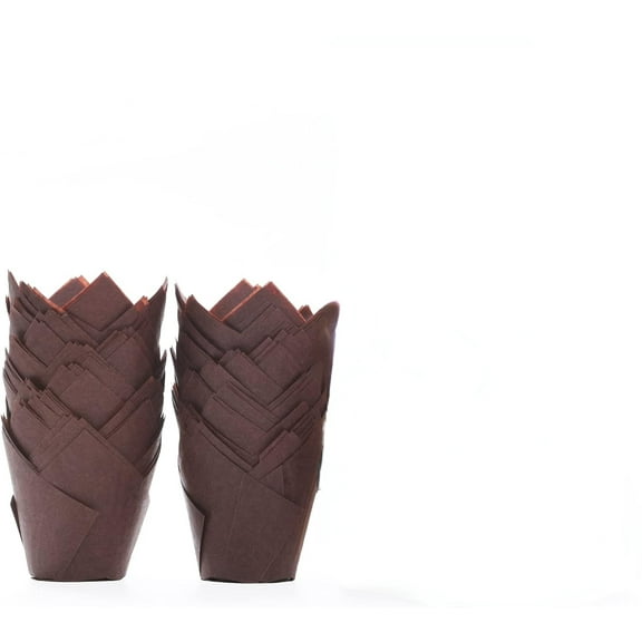 Nordic Paper 200pcs Brown Tulip Cupcake Liners for Baking Cups, Standard Size, EU Parchment paper Tulip Muffin Liners, Cupcake Wrapper, Christmas