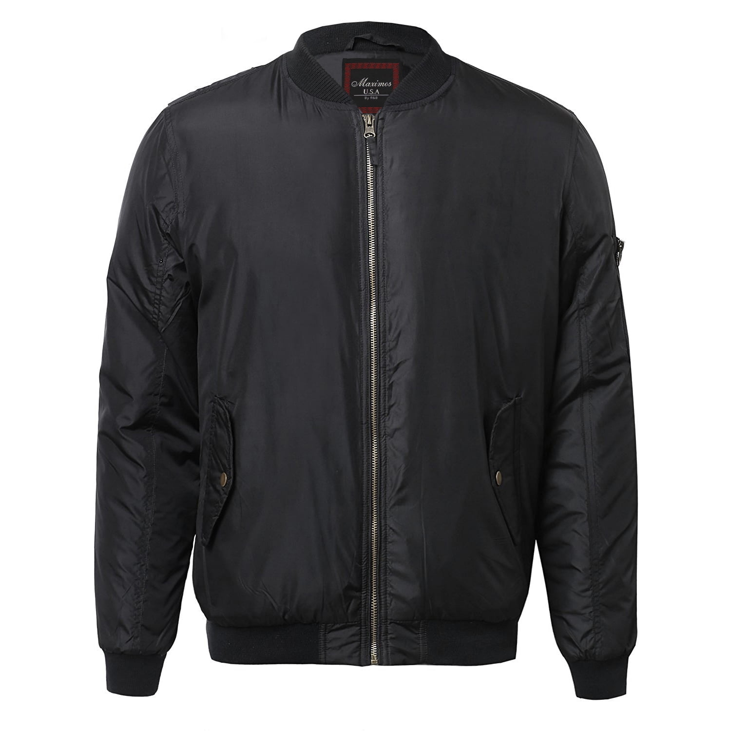 Men's Premium Lightweight Water Resistant Flight Bomber Jacket Black