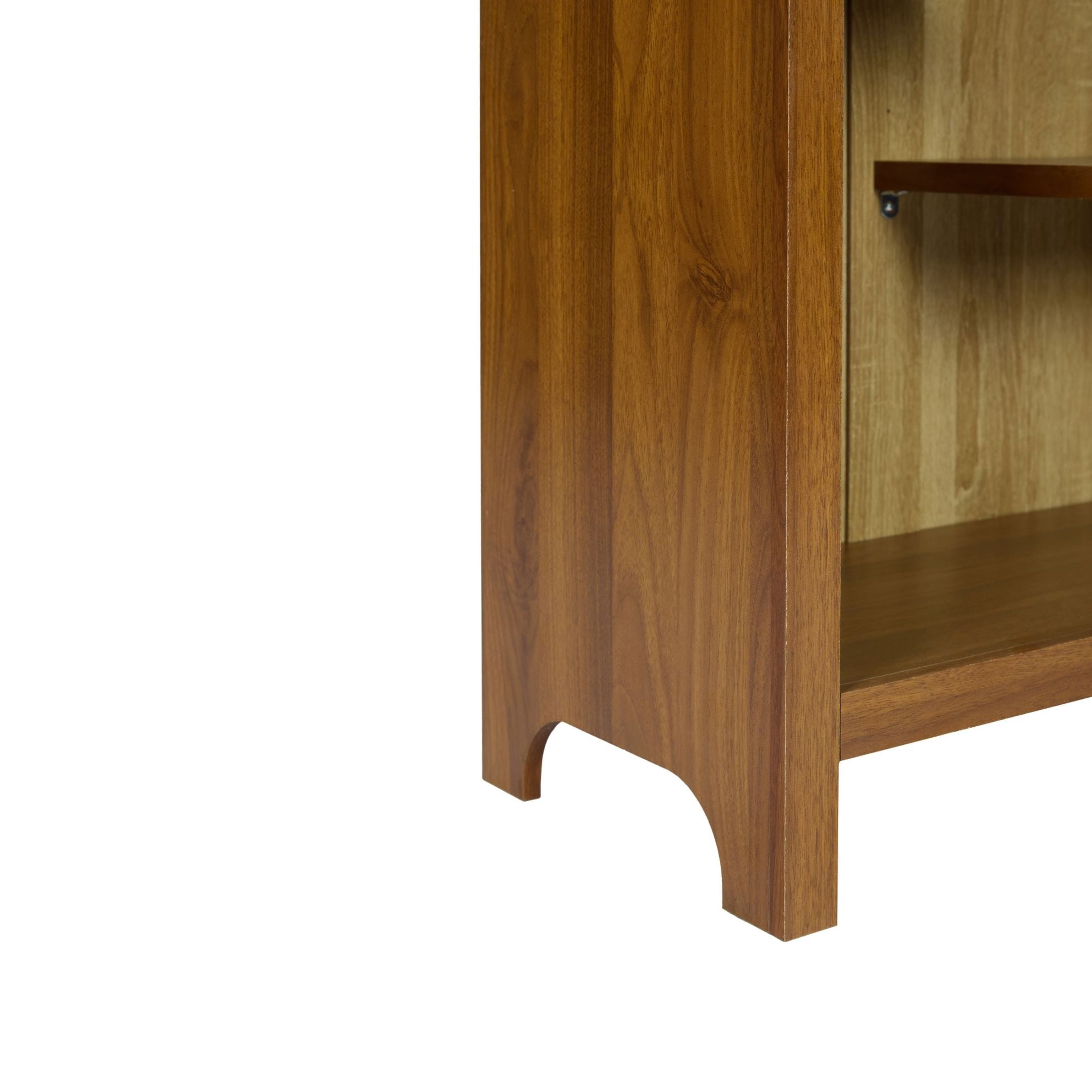 Noble House 4-Tier Arched Top Display Cabinet, Freestanding Accent Display Rack, Walnut