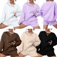 thumbnail image 6 of KelaJuan Women Pajamas Set 2 Pieces Loungewear Suits Solid Color Long Sleeve Sweatshirts Tops and Shorts Sleepwear Outfits, 6 of 6
