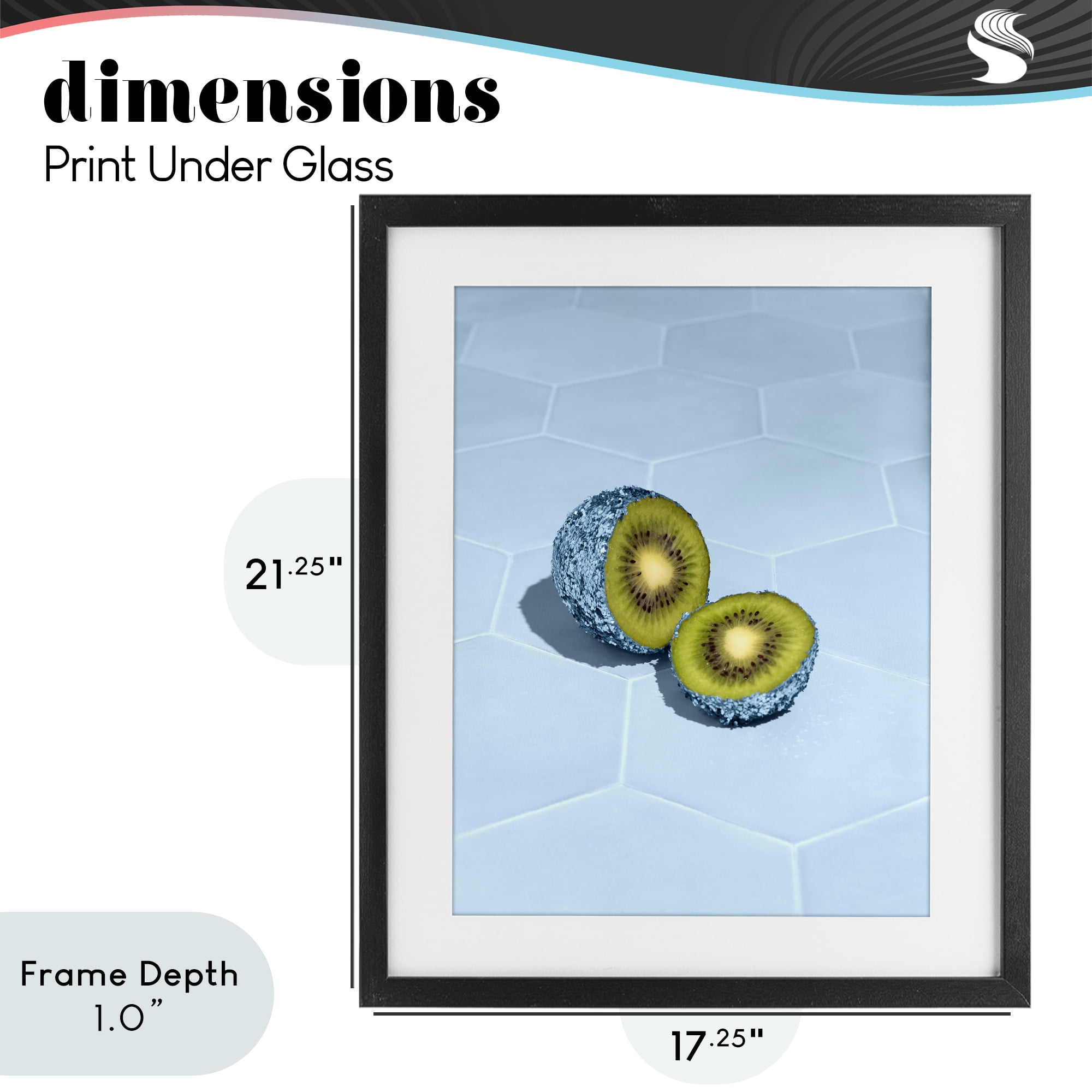 Stupell Industries Blue Glimmer Kiwi Black Framed Print Under Glass, design by LISH Creative