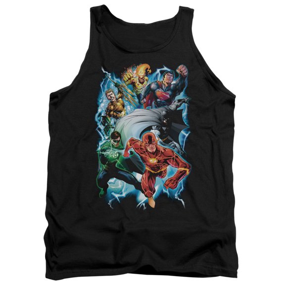 JLA Justice League Electric Team Adult Tank Top Black