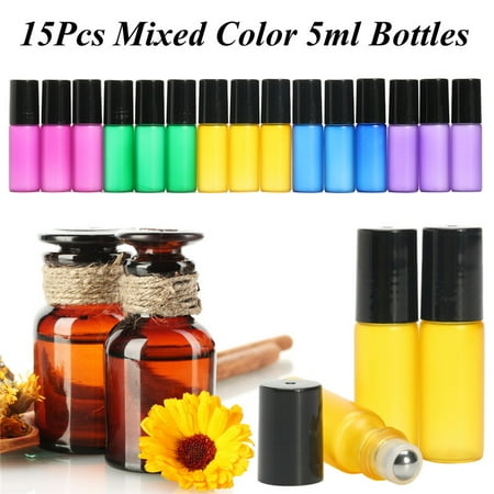 Flower Perfume Bottle - 15Pcs 5ml Mixed Color Roller Ball Glass Bottle Small For Perfume Essential Oils
