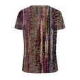 thumbnail image 5 of Hauts Tuniques pour Femmes Coupe Ample Chic Col Rond Manches Courtes Pli Régulier Blouse Imprimée T-shirt Hauts d'Été pour Femmes, 5 of 5
