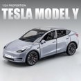 thumbnail image 1 of New 1:24 Teslas Model Y Model 3 With Charging Pile Alloy Car Die Cast Toy Car Model Sound and Light Children's Collectibles Gift Model Y Silver, 1 of 6
