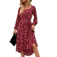 thumbnail image 6 of Summer Dresses for Women Maxi Dress Square Neck Temperament Commuter Polka Dot Dress Large Swing Skirt, 6 of 6