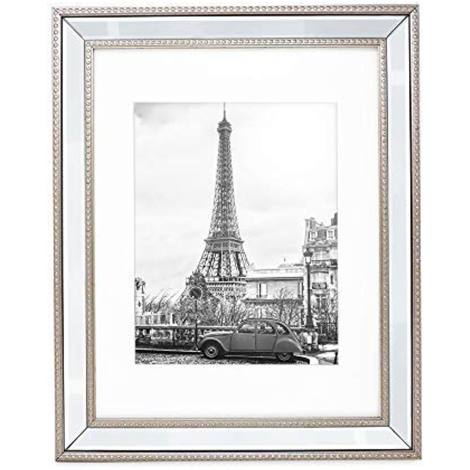 Isaac Jacobs 11x14 (8x10 Mat) Champagne Mirror Bead Picture Frame
