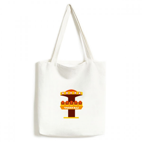 Free Fall Amusement Park Colorful Illustration Tote Canvas Bag Shopping Satchel Casual Handbag
