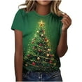 thumbnail image 2 of jobturf Christmas Shirts for Women Festival Fashion Xmas Tree Graphic Tees Soft Comfy Blouse Holiday Crewneck Short Sleeve T Shirt, 2 of 5