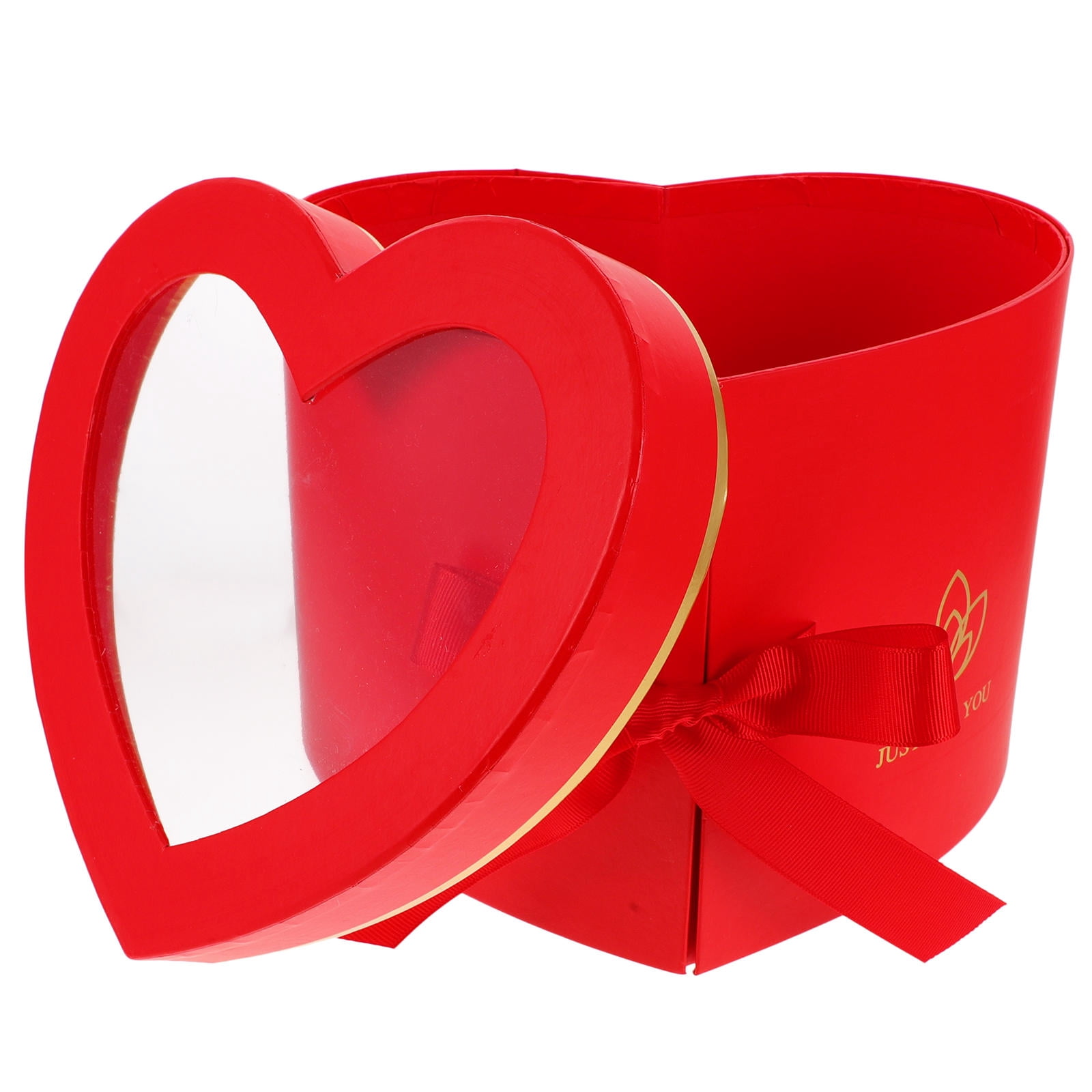 FELTECHELECTR Heart Shaped Box, Red Flower Packaging, Romantic Storage for Flowers and Small