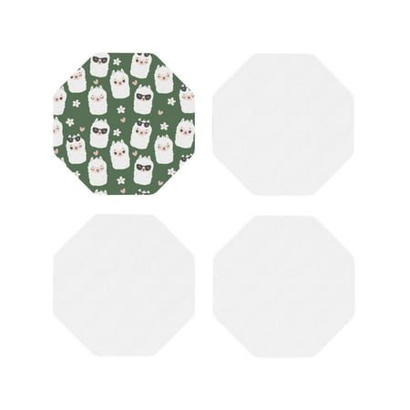 

Tideii Alpaca Faces for Leather Coasters 4 Pieces Anti-fouling and Anti-scalding Decorative Coasters Suitable for Restaurants Kitchens Coffee Shops-Octagon