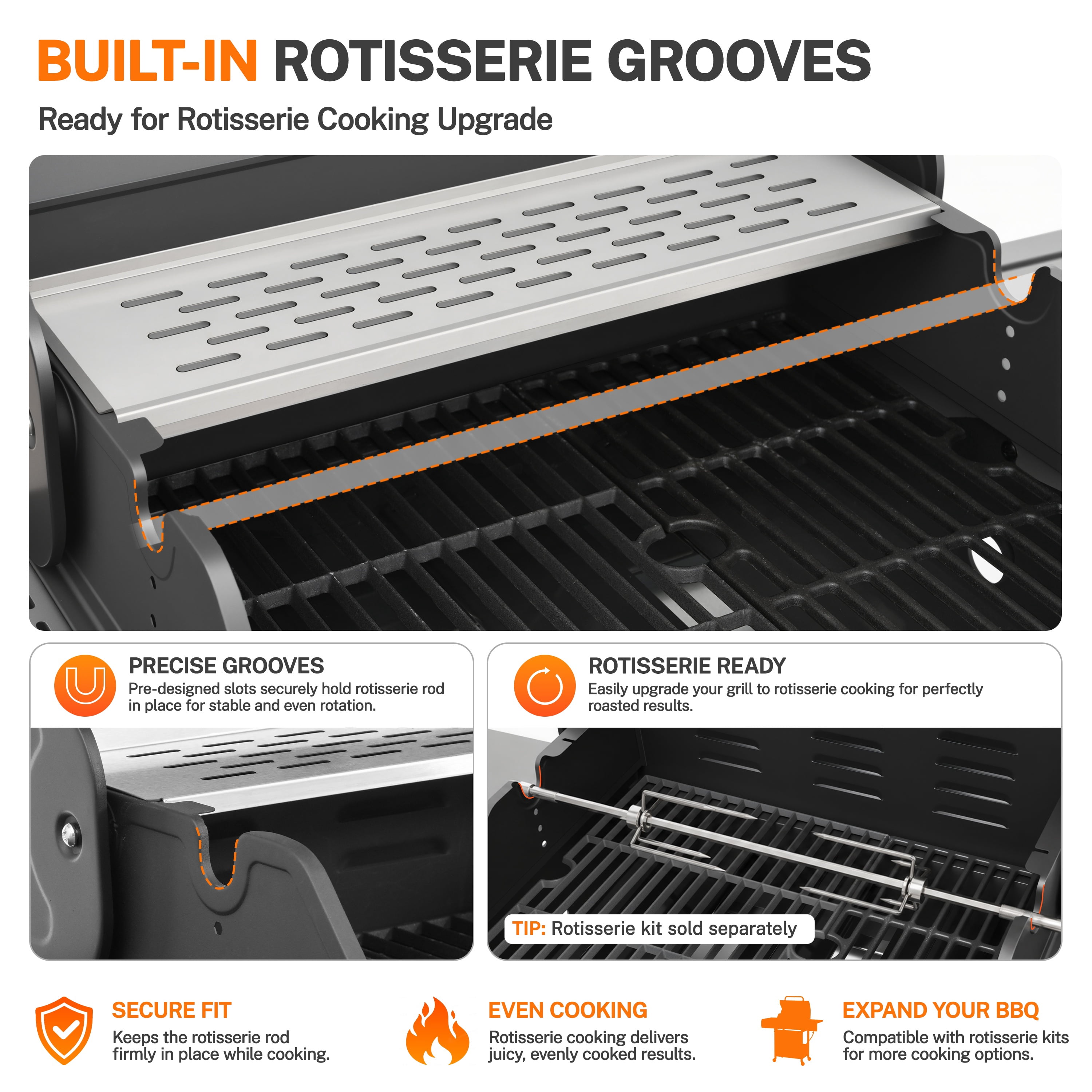 SEGMART 4 Burner Propane Gas Grill with Side Burner, 46,500 BTU Outdoor Cooking BBQ Grill with Porcelain-Enameled Cast Iron Grates, Equipped with Temperature, Tool Hooks, and Bottle Opener