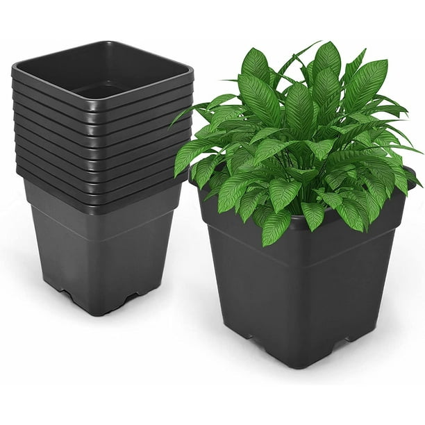 waltyotur 10PCS 5 Gallon Square Durable Planter Nursery Pots, Injection