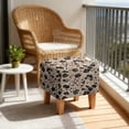thumbnail image 4 of SCRAWLGOD Vintage Leopard Print Brown Square Ottoman Cover Jacquard Fabric Ottoman Slipcover Stretchable Footrest Stool Covers for Square and Rectangle Ottomans, 4 of 7