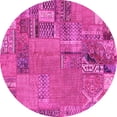 thumbnail image 1 of Ahgly Company Indoor Round Patchwork Pink Transitional Area Rugs, 3' Round, 1 of 4