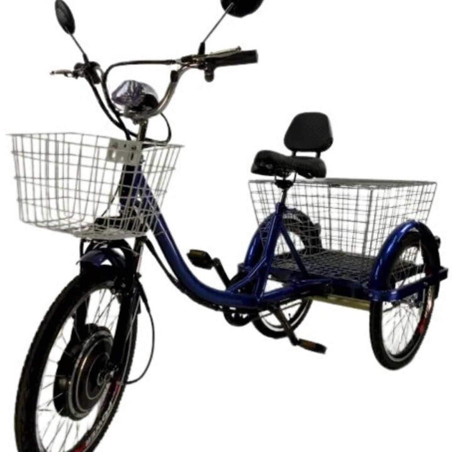 Powerful Adult Electric Tricycle with 1000W Motor | Rear Cargo Basket, Adjustable Seat, and 48V Battery for Seniors, Comfortable and Reliable, Blue