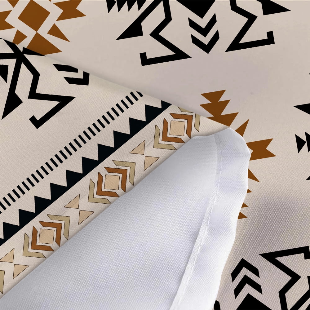 JAWO Camper RV Western Aztec Shower Curtain for Travel Trailer Bathroom, Boho Southwest Rustic Camping Small Narrow Fabric Shower Curtains Set, Happy Camp Outdoor Decor Accessories with Hooks 47X64